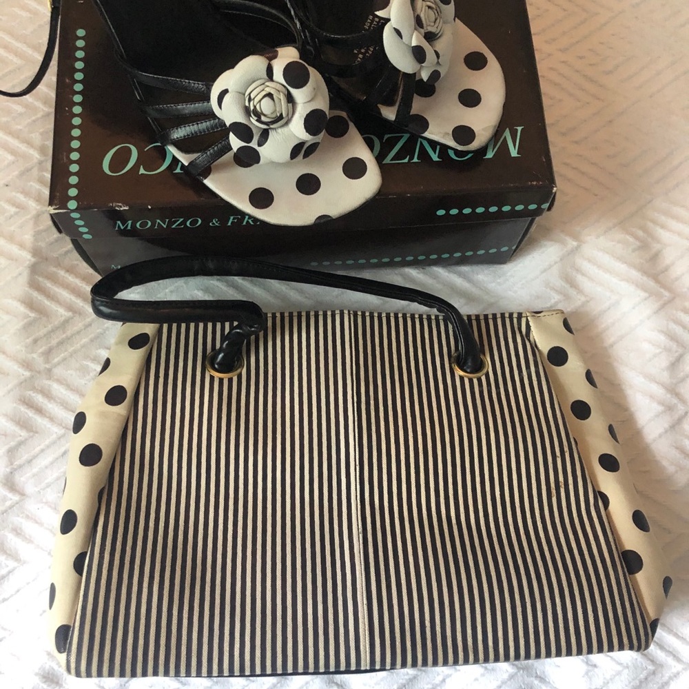 🌸NWT Black & White Striped & Polka Dot purse!